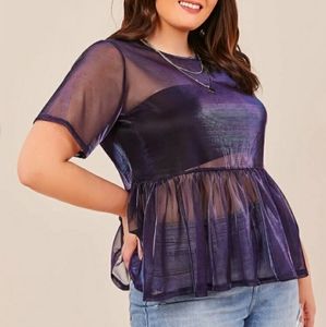 Shein sheer purple and blue top